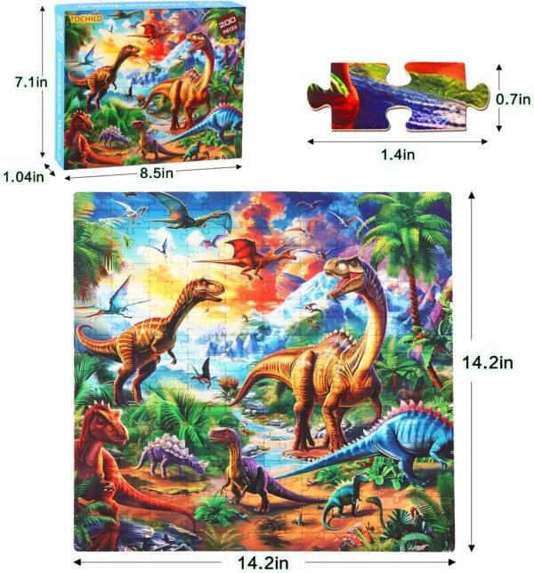 Jigsaw Puzzles for Kids Ages 6-8 8-10-Dinosaur Puzzle 200 Pieces Relax Kids Puzzles Ages 6-8 10-12 -Learning Educational Toys Gift for Boys and Girls Toddler