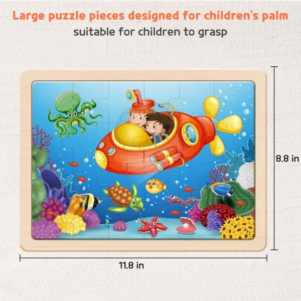 Large Animals Wooden Puzzles for Kids 4 in 1 Gift Box(12.2 * 9.4 in) - FSC Certified, Jigsaw Puzzles for Toddlers 2-4, Puzzles for Kids Ages 4-6, Wood Toys Gifts for 3 4 5 Year Old Boys Girls