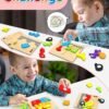 Wooden Toddler Puzzles Gifts Toys for 1 2 3 Years Old Boys Girls, 6 Vehicle Shape Montessori Toys Educational Blocks Kids Toys Gift Baby Learning Toy Age 1-3, 2-4