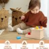 Montessori Toys for Babies 6-12 Months,Object Permanence Box Wooden Ball Drop Montessori Toy for Toddlers,Color & Shape Sorting Learning Matching Box for Ages 1-3