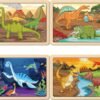 Large Dinosaur Wooden Puzzles for Kids 4 in 1 Gift Box(12.2*9.4 in) - FSC Certified, Jigsaw Puzzles for Toddlers 2-4, Puzzles for Kids Ages 4-6, Dinosaur Toys Gifts for 3 4 5 Year Old Boy Girl