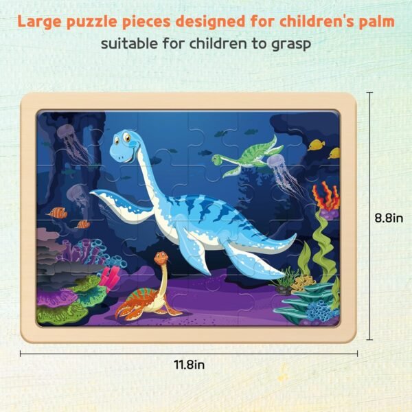 Large Dinosaur Wooden Puzzles for Kids 4 in 1 Gift Box(12.2*9.4 in) - FSC Certified, Jigsaw Puzzles for Toddlers 2-4, Puzzles for Kids Ages 4-6, Dinosaur Toys Gifts for 3 4 5 Year Old Boy Girl