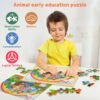Large Animals Wooden Puzzles for Kids 4 in 1 Gift Box(12.2 * 9.4 in) - FSC Certified, Jigsaw Puzzles for Toddlers 2-4, Puzzles for Kids Ages 4-6, Wood Toys Gifts for 3 4 5 Year Old Boys Girls
