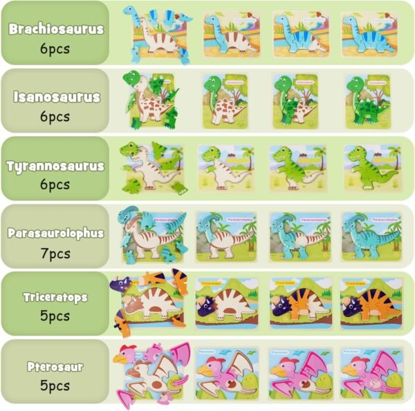 Toddler Puzzles Ages 2-4, Wooden Puzzles for Toddlers 1-3, 7 Piece Dinosaur Puzzle 2 Year Old, Toddler Puzzles Ages 1-3, Toddler Boy Toys 2-3, Educational Toys for Toddlers 1-3