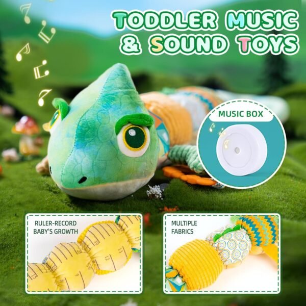 Baby Toys 0-6 Months, Baby Musical Toys, Infant Toys Stuffed Animal Toys with Rattles, Crinkle, Bell, Baby Teething Toys for Tummy Time Newborn Sensory Boys Girls 0 3 6 12 Months (Green Chameleon)