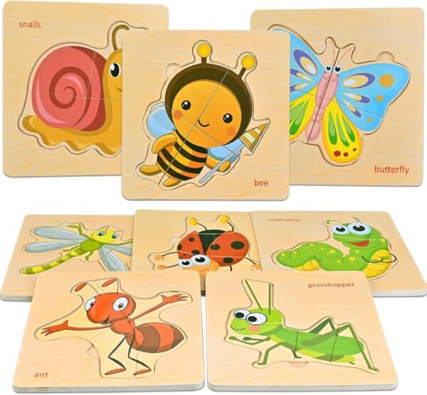 81oO5QwnGOL._AC_SL1500 8pcs Wooden Puzzles for Toddlers 1-3, Toddler Puzzles Ages 2-4, Montessori Toys for 1-3+ Years Girl Boy, Sea Animal Puzzle for Kids, Jigsaw Puzzles Educational Toys Preschool Puzzles for 1-3