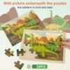 Large Dinosaur Wooden Puzzles for Kids 4 in 1 Gift Box(12.2*9.4 in) - FSC Certified, Jigsaw Puzzles for Toddlers 2-4, Puzzles for Kids Ages 4-6, Dinosaur Toys Gifts for 3 4 5 Year Old Boy Girl