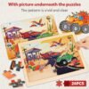 Large Wooden Monster Truck Puzzles for Kids Gift Box(12.2*9.4 in) - FSC Certified, 24 Piece Puzzles for Toddlers 2-4, Wood Puzzles for Kids Ages 4-6, Toys Gifts for 3 4 5 6 Year Old Boys Girls