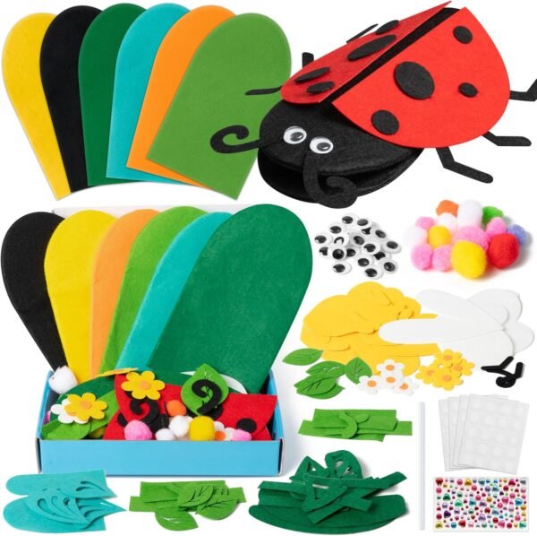 6Pcs Hand Puppet Making Kit, Art Craft Felt Sock Puppet Toys, Creative DIY Make Your Own Puppets Pompoms Wiggle Googly Eyes Storytelling Role Play Party Supplies Gift for Girls Boys (Animals)