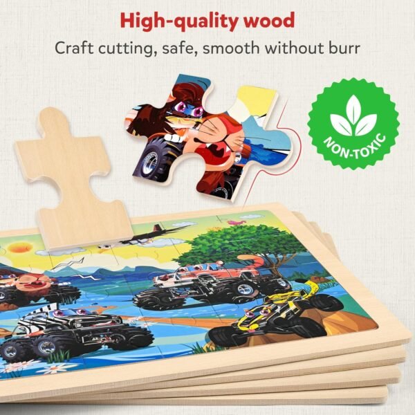 Large Wooden Monster Truck Puzzles for Kids Gift Box(12.2*9.4 in) - FSC Certified, 24 Piece Puzzles for Toddlers 2-4, Wood Puzzles for Kids Ages 4-6, Toys Gifts for 3 4 5 6 Year Old Boys Girls