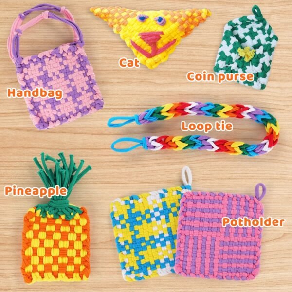 Weaving Loom Kit Toys for Kids and Adults, Potholder Loops Crafts for Girls Ages 6 7 8 9 10 11 12, 7" Pot Holder Loom Knitting Kits and Gifts for Kids and Beginners, Make 6 Masterpieces