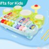 Kids Drum Set for Toddlers: 5 in 1 Baby Musical Instruments Musical Toys Children Drum kit Xylophone Microphone Piano Early Educational Learning Toy for Ages 18+ Months Girls Boys Birthday Gift
