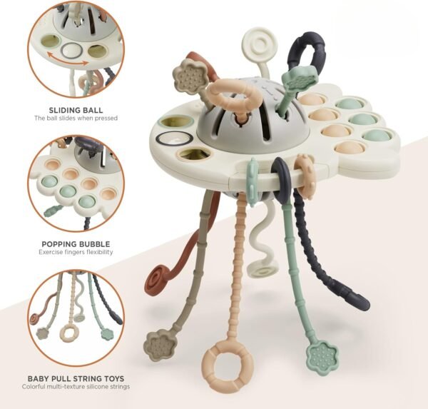 Montessori Toys for 18+ Months Old - Baby Sensory Toys for Boys and Girls - Silicone Pull String Activity Toy for Toddlers - Learning & Educational Toys for Kids - Babies Birthday Gifts